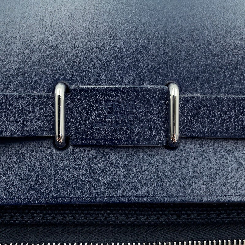 エルメス ショルダーバッグ エールバッグジップ ミニ ブラック/ブルーインディゴ/シルバー金具 トワルミリタリー/ヴァッシュハンター K刻印 黒