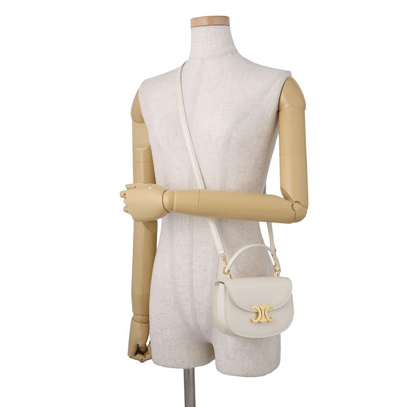 セリーヌ ハンドバッグ ミニ ブザス クレア パテント 10L063ETZ CELINE 2wayショルダーバッグ 白