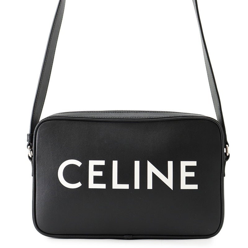 セリーヌ ショルダーバッグ ロゴ ミディアム メッセンジャーバッグ レザー 194503DOT CELINE 黒