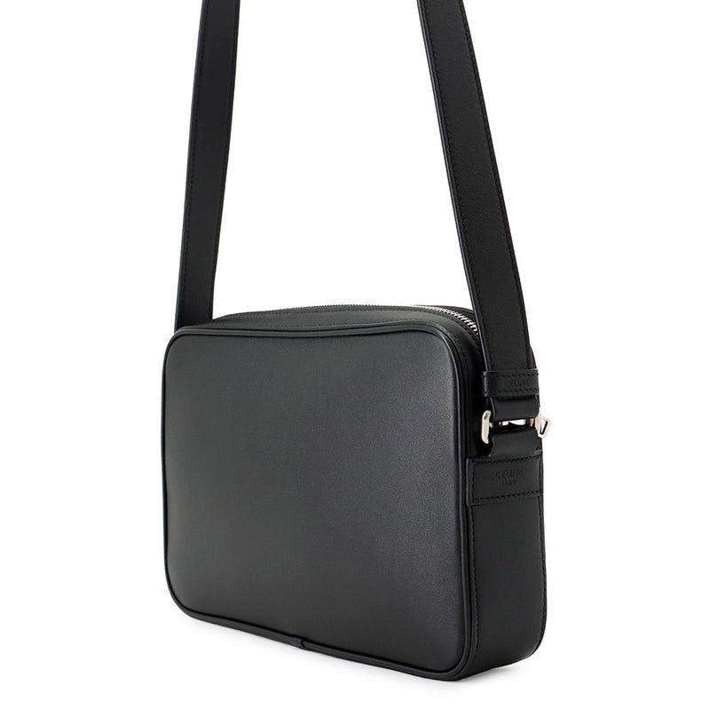 セリーヌ ショルダーバッグ ロゴ ミディアム メッセンジャーバッグ レザー 194503DOT CELINE 黒