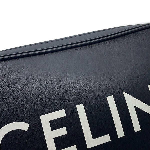 セリーヌ ショルダーバッグ ロゴ ミディアム メッセンジャーバッグ レザー 194503DOT CELINE 黒