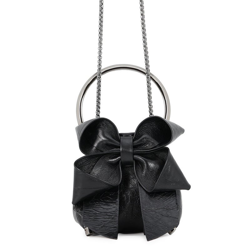 ジミーチュウ チェーンショルダーバッグ マイクロ ボンボン リボンデザイン MICROBONBONBYL JIMMY CHOO 黒