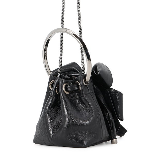 ジミーチュウ チェーンショルダーバッグ マイクロ ボンボン リボンデザイン MICROBONBONBYL JIMMY CHOO 黒