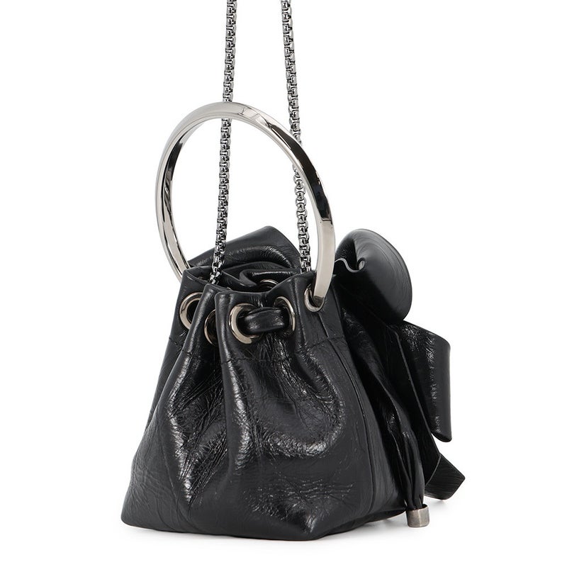 ジミーチュウ チェーンショルダーバッグ マイクロ ボンボン リボンデザイン MICROBONBONBYL JIMMY CHOO 黒