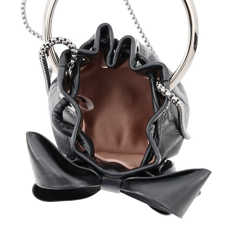 ジミーチュウ チェーンショルダーバッグ マイクロ ボンボン リボンデザイン MICROBONBONBYL JIMMY CHOO 黒