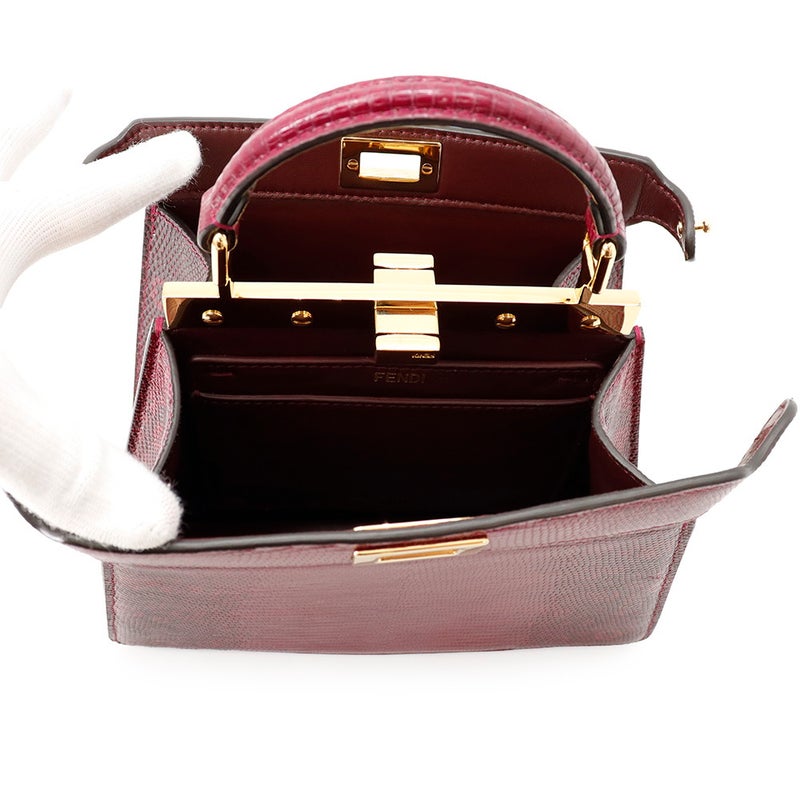 フェンディ ハンドバッグ ピーカブー アイシーユー ISeeU プチ リザード 8BN335 FENDI 2way
