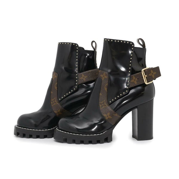 ルイヴィトン ブーツ スタートレイルライン モノグラム パテント レディースサイズ36 1/2 LOUIS VUITTON 靴 ブラック 黒