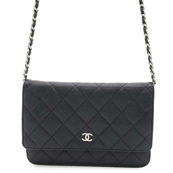 シャネル チェーンウォレット マトラッセ ココマーク キャビアスキン キルティング A33814 CHANEL 財布 黒