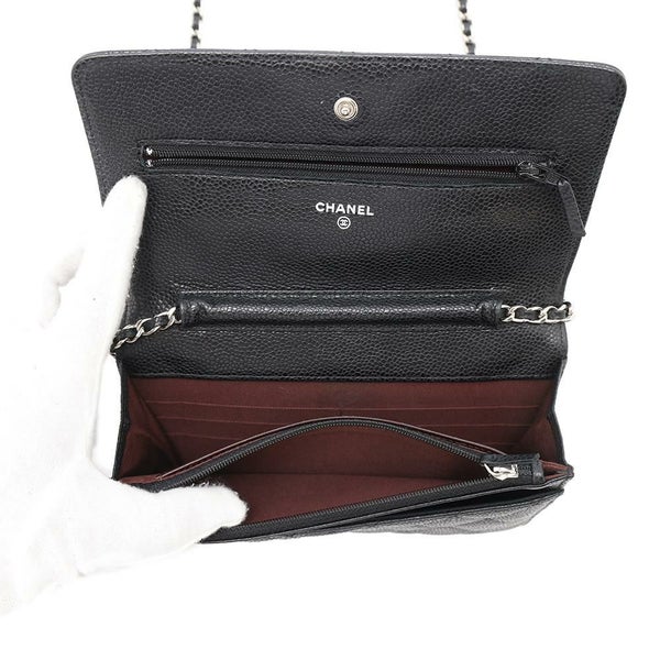 シャネル チェーンウォレット マトラッセ ココマーク キャビアスキン キルティング A33814 CHANEL 財布 黒