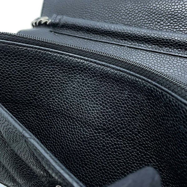 シャネル チェーンウォレット マトラッセ ココマーク キャビアスキン キルティング A33814 CHANEL 財布 黒
