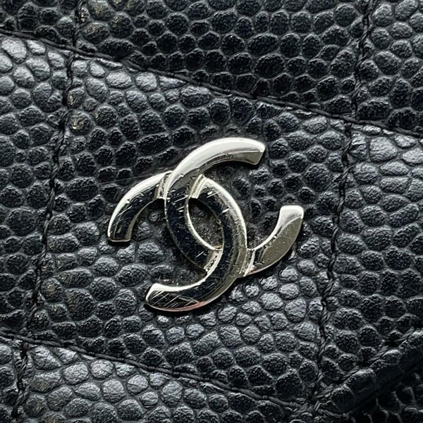 シャネル チェーンウォレット マトラッセ ココマーク キャビアスキン キルティング A33814 CHANEL 財布 黒