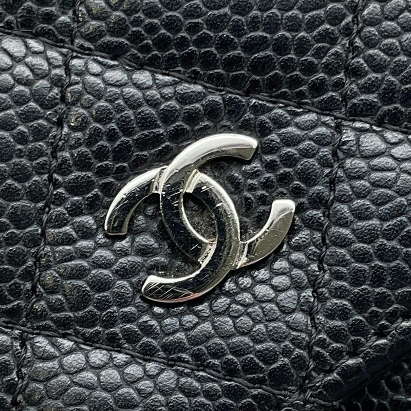 シャネル チェーンウォレット マトラッセ ココマーク キャビアスキン キルティング A33814 CHANEL 財布 黒