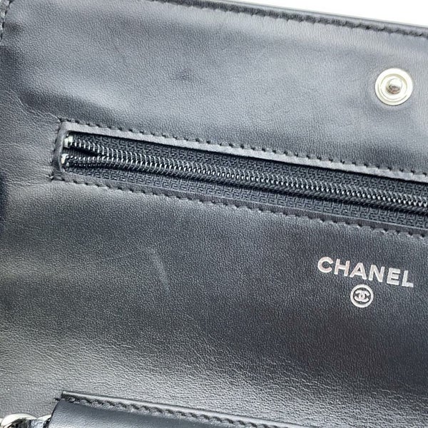 シャネル チェーンウォレット ココマーク キャビアスキン A48654 CHANEL チェーンショルダーバッグ 財布 黒