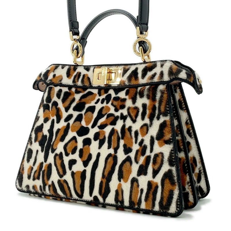 フェンディ ハンドバッグ ピーカブー アイシーユー ISEEU レオパード スモール ハラコ 8BN327 FENDI 2way