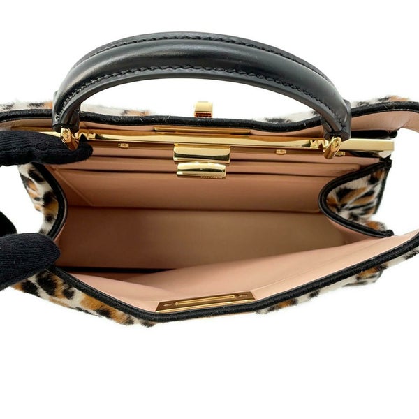 フェンディ ハンドバッグ ピーカブー アイシーユー ISEEU レオパード スモール ハラコ 8BN327 FENDI 2way