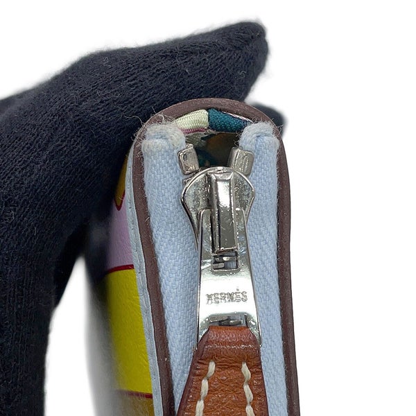 エルメス 長財布 アザップロング シルクイン ラ パティスリー フランセーズ ブルーブリュム/シルバー金具 スイフト Z刻印 HERMES