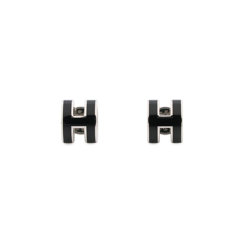 エルメス ピアス ミニ・ポップアッシュ ブラック/シルバー金具 HERMES アクセサリー 黒