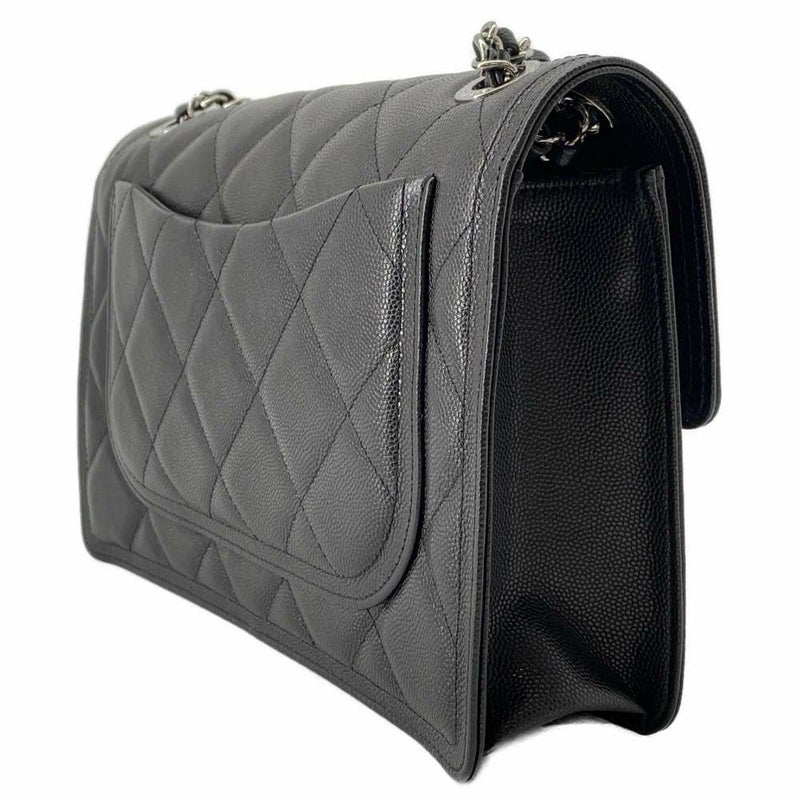 シャネル チェーンショルダーバッグ マトラッセ ココマーク シングルフラップ キャビアスキン AS4405 黒