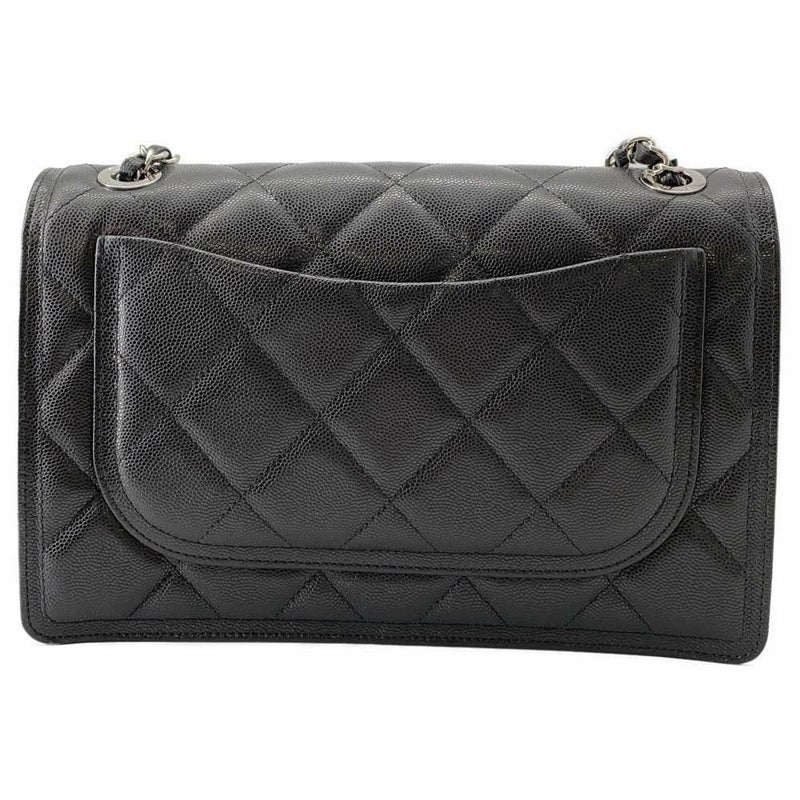 シャネル チェーンショルダーバッグ マトラッセ ココマーク シングルフラップ キャビアスキン AS4405 黒