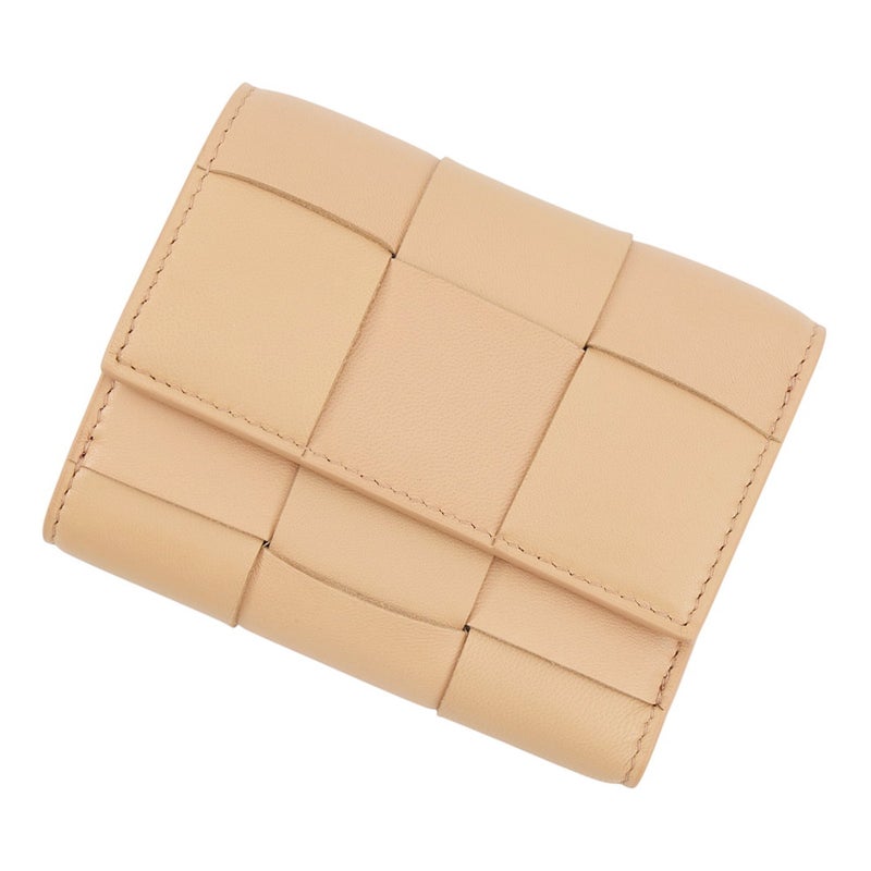 ボッテガヴェネタ 三つ折り財布 マキシイントレチャート カセット レザー 651372 BOTTEGA VENETA ベージュ