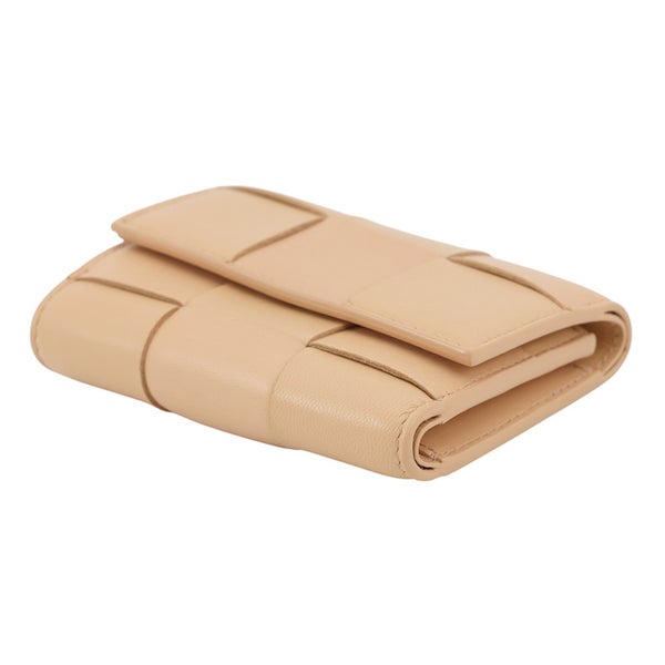 ボッテガヴェネタ 三つ折り財布 マキシイントレチャート カセット レザー 651372 BOTTEGA VENETA ベージュ