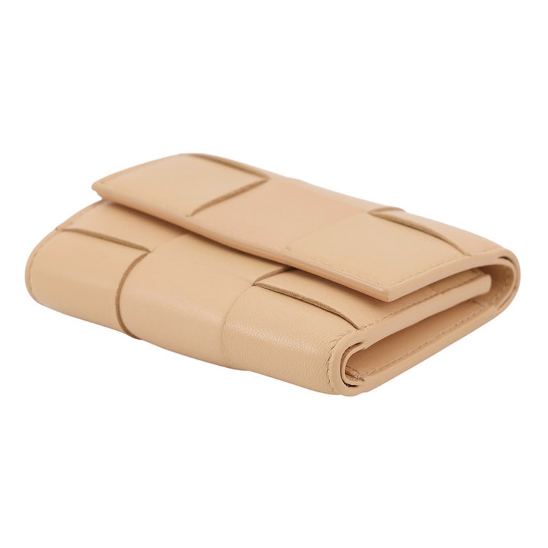 ボッテガヴェネタ 三つ折り財布 マキシイントレチャート カセット レザー 651372 BOTTEGA VENETA ベージュ