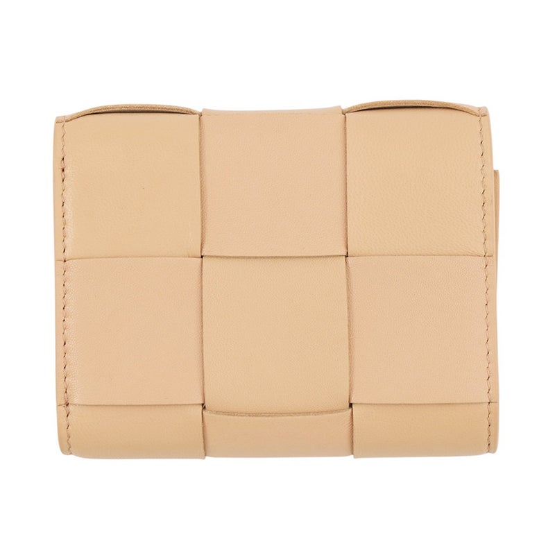 ボッテガヴェネタ 三つ折り財布 マキシイントレチャート カセット レザー 651372 BOTTEGA VENETA ベージュ