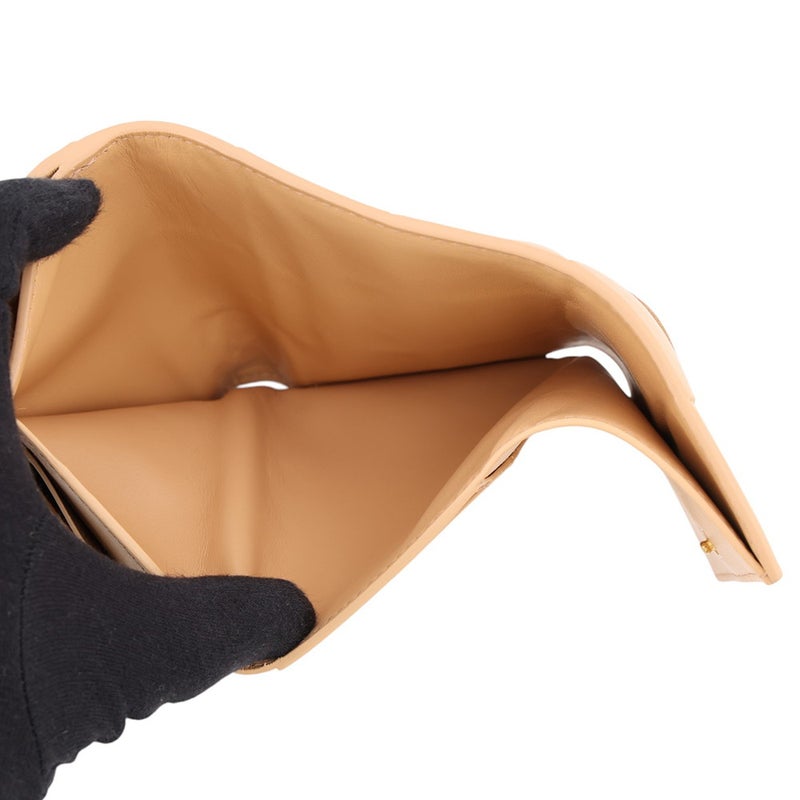 ボッテガヴェネタ 三つ折り財布 マキシイントレチャート カセット レザー 651372 BOTTEGA VENETA ベージュ