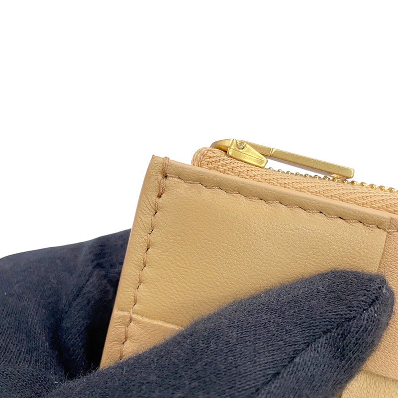 ボッテガヴェネタ 三つ折り財布 マキシイントレチャート カセット レザー 651372 BOTTEGA VENETA ベージュ