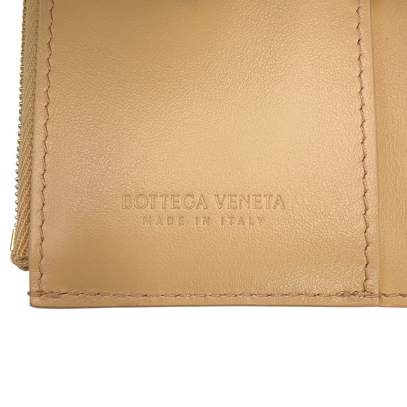 ボッテガヴェネタ 三つ折り財布 マキシイントレチャート カセット レザー 651372 BOTTEGA VENETA ベージュ