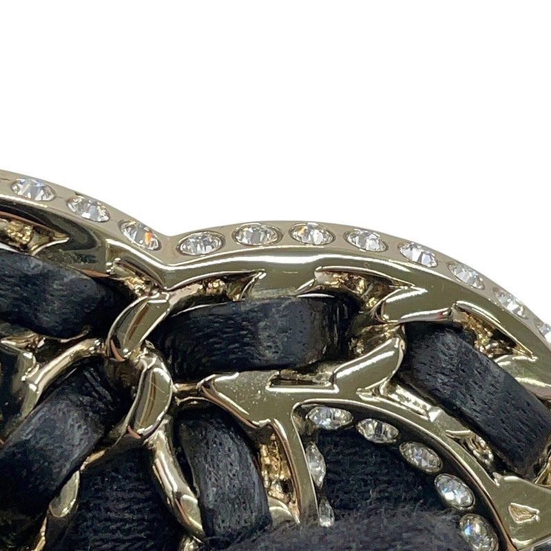 シャネル ブローチ ココマーク チェーンモチーフ ラインストーン レザー B25V AB5107 CHANEL アクセサリー