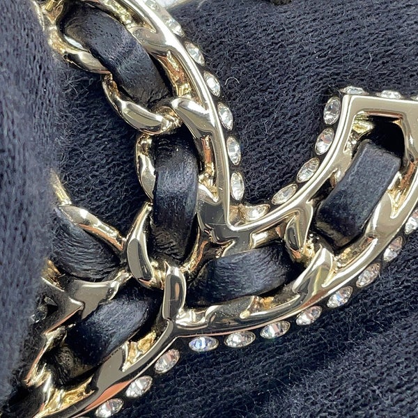 シャネル ブローチ ココマーク チェーンモチーフ ラインストーン レザー B25V AB5107 CHANEL アクセサリー