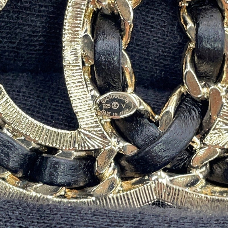 シャネル ブローチ ココマーク チェーンモチーフ ラインストーン レザー B25V AB5107 CHANEL アクセサリー