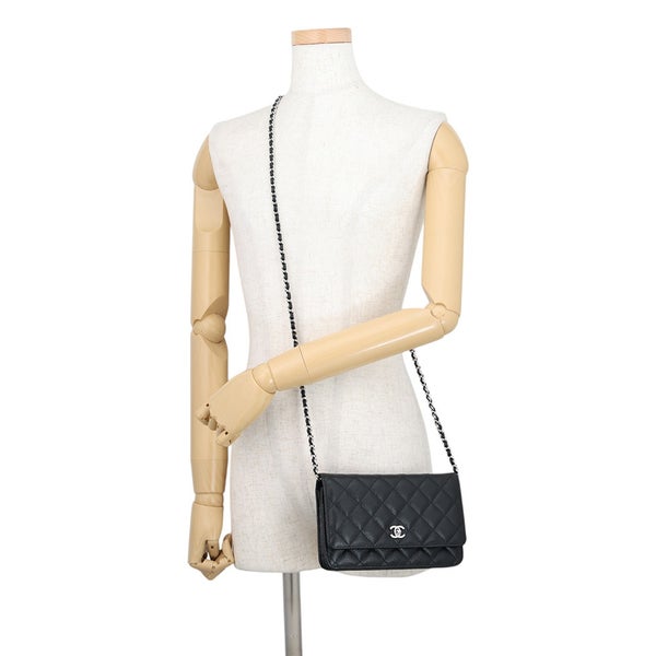 シャネル チェーンウォレット クラシック マトラッセ ココマーク キャビアスキン AP4241 CHANEL 財布 黒
