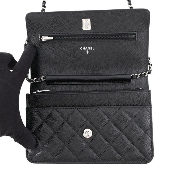 シャネル チェーンウォレット クラシック マトラッセ ココマーク キャビアスキン AP4241 CHANEL 財布 黒