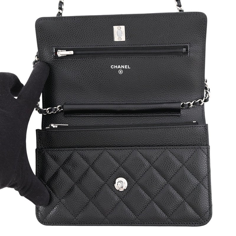 シャネル チェーンウォレット クラシック マトラッセ ココマーク キャビアスキン AP4241 CHANEL 財布 黒