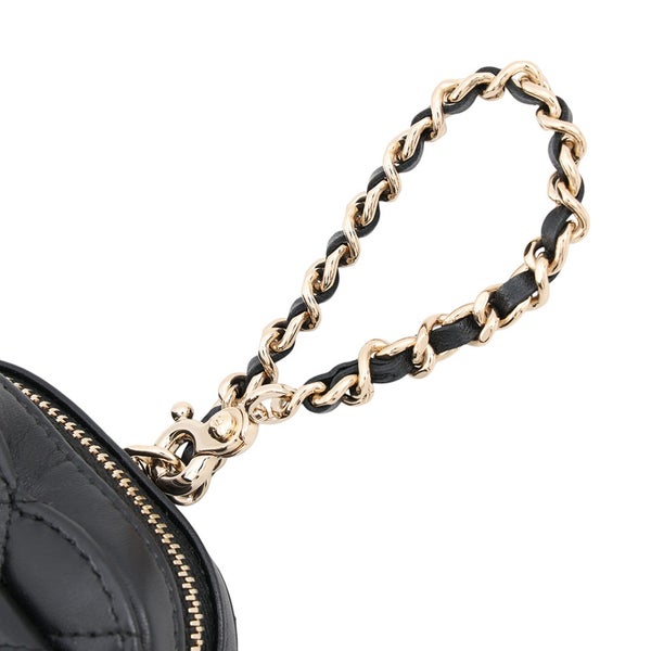シャネル バッグチャーム マトラッセ ハート ミニ ラムスキン AP4838 CHANEL 黒