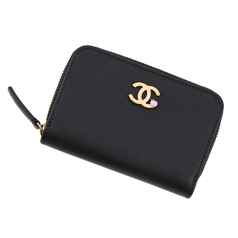 シャネル コインケース ココマーク アップルモチーフ ジップコインパース ゴートスキン AP5297 CHANEL 財布 小銭入れ 黒