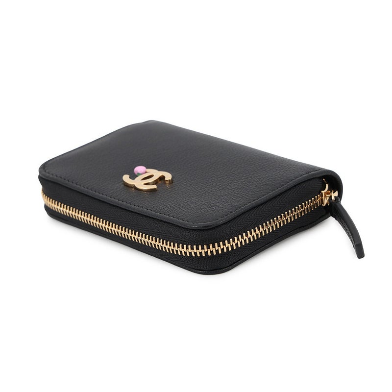 シャネル コインケース ココマーク アップルモチーフ ジップコインパース ゴートスキン AP5297 CHANEL 財布 小銭入れ 黒