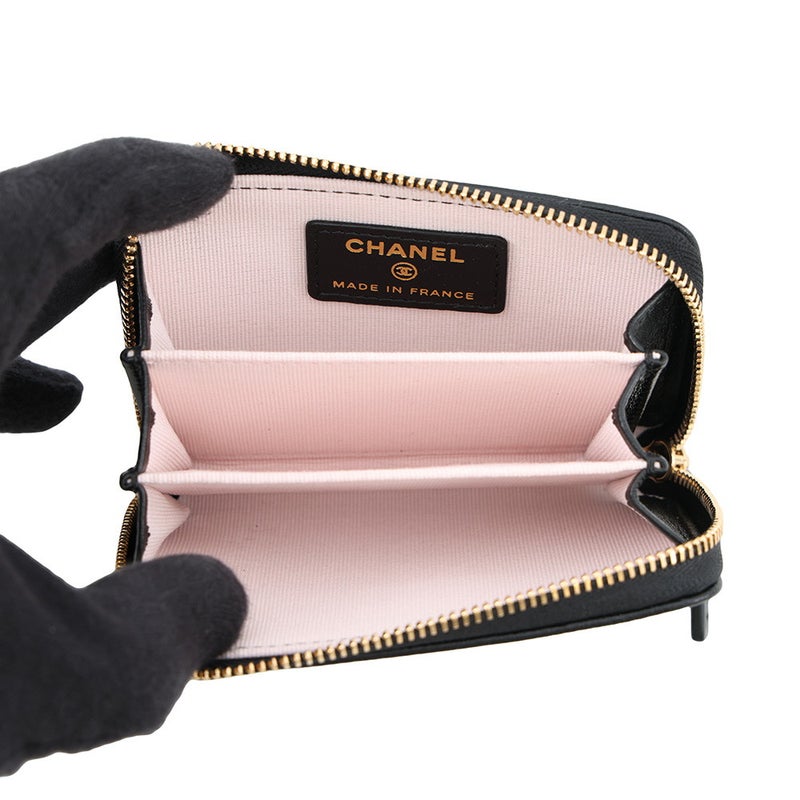 シャネル コインケース ココマーク アップルモチーフ ジップコインパース ゴートスキン AP5297 CHANEL 財布 小銭入れ 黒