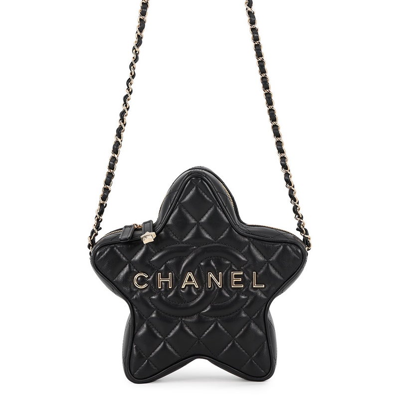 シャネル チェーンショルダーバッグ マトラッセ ココマーク スター 星 ラムスキン AS4579 CHANEL 黒