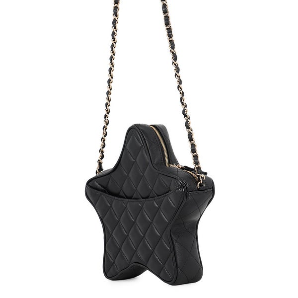シャネル チェーンショルダーバッグ マトラッセ ココマーク スター 星 ラムスキン AS4579 CHANEL 黒