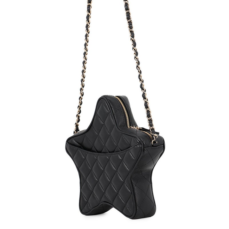 シャネル チェーンショルダーバッグ マトラッセ ココマーク スター 星 ラムスキン AS4579 CHANEL 黒