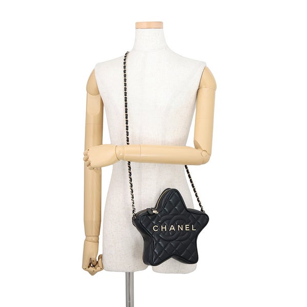 シャネル チェーンショルダーバッグ マトラッセ ココマーク スター 星 ラムスキン AS4579 CHANEL 黒