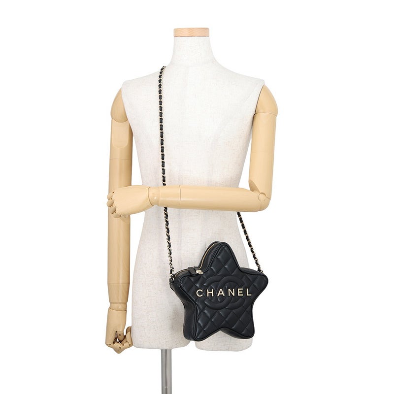 シャネル チェーンショルダーバッグ マトラッセ ココマーク スター 星 ラムスキン AS4579 CHANEL 黒