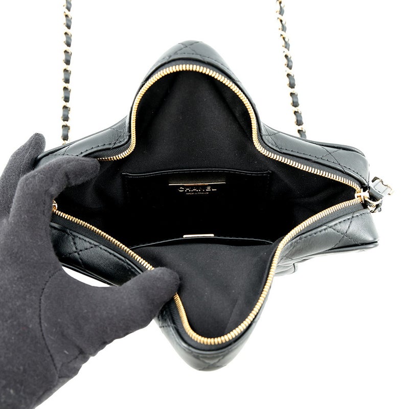 シャネル チェーンショルダーバッグ マトラッセ ココマーク スター 星 ラムスキン AS4579 CHANEL 黒