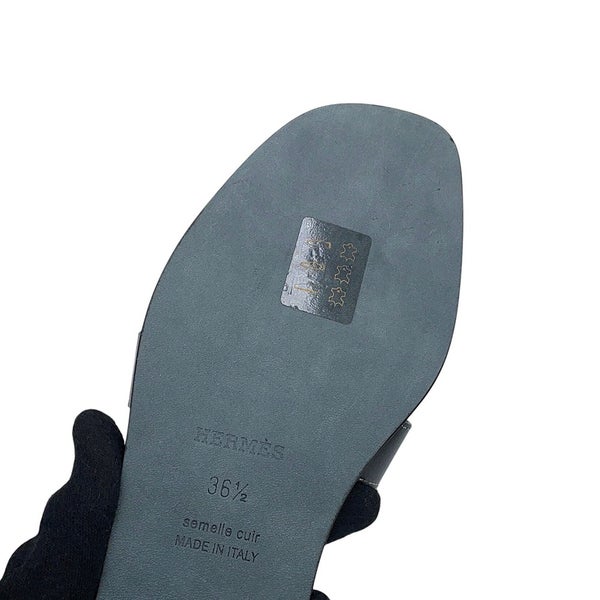 エルメス サンダル オラン ボックスカーフ レディースサイズ36 1/2 HERMES 靴 黒