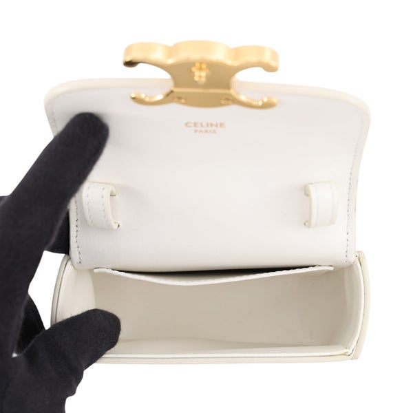 セリーヌ ショルダーバッグ トリオンフ ミニ クロード シャイニーカーフレザー 10I513 CELINE ミニバッグ 白
