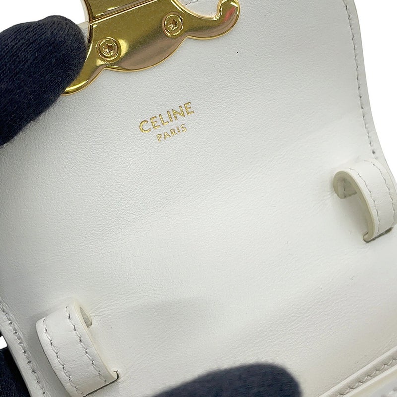 セリーヌ ショルダーバッグ トリオンフ ミニ クロード シャイニーカーフレザー 10I513 CELINE ミニバッグ 白