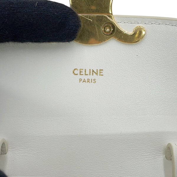 セリーヌ ショルダーバッグ トリオンフ ミニ クロード シャイニーカーフレザー 10I513 CELINE ミニバッグ 白